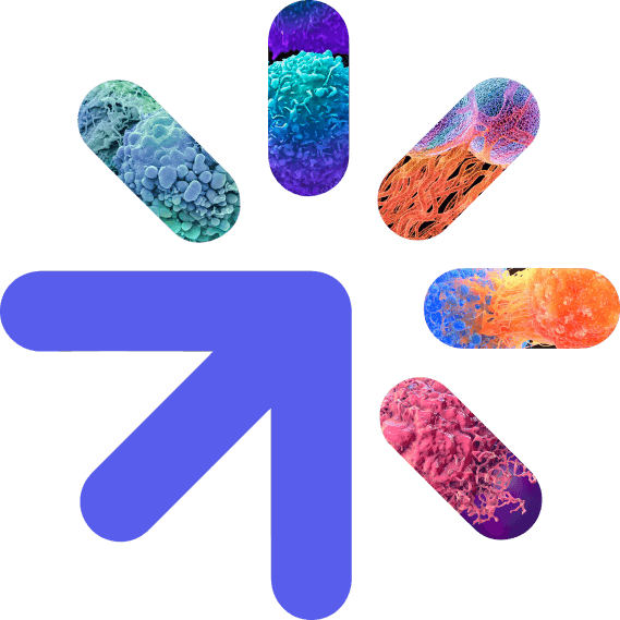 Stylized representation of the NextPoint logo icon, featuring immunotherapy-related cellular imagery